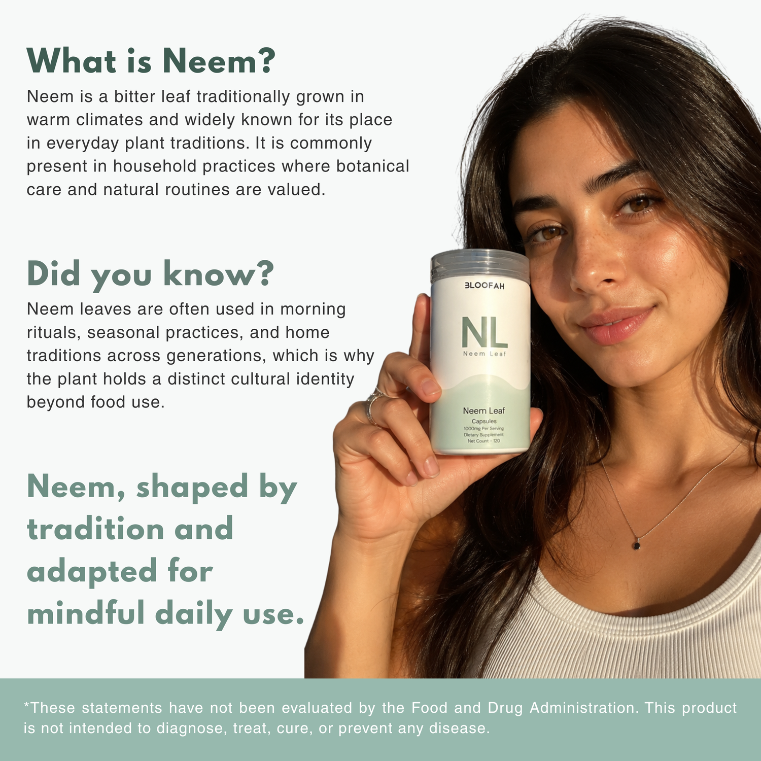 Bloofah NL Neem Capsules 1000mg | Azadirachta indica Leaf | 120 Capsules