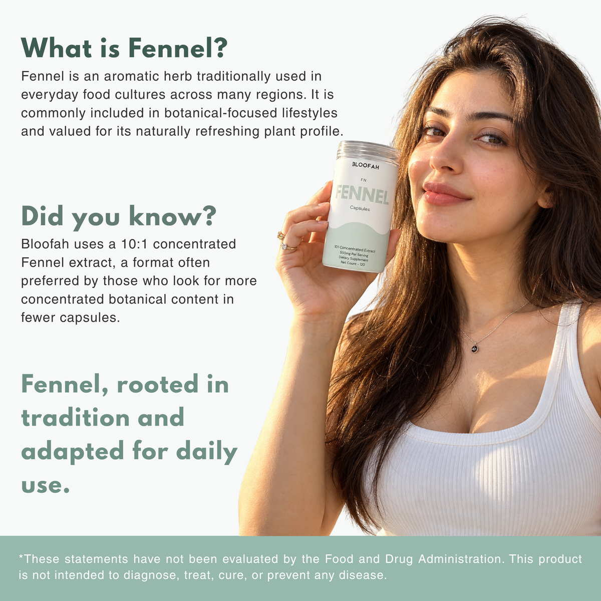 Bloofah FN Fennel Capsules 500mg | Foeniculum vulgare Seed Extract | 120 Capsules