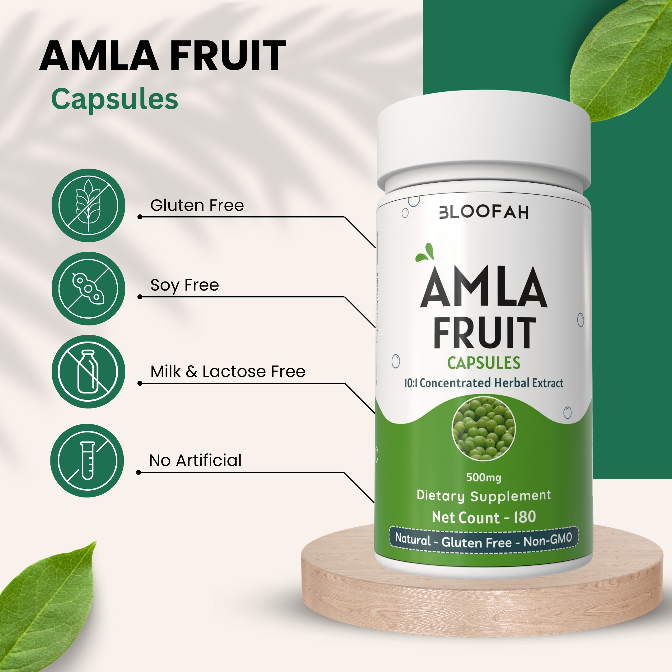 Bloofah Amla Fruit Extract Supplement - 100% Pure Herbal Capsules 500mg