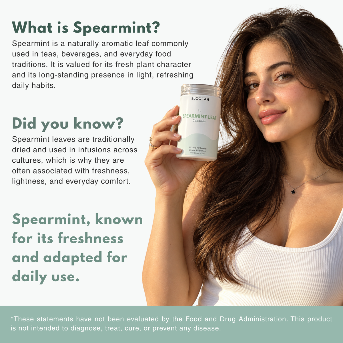 Bloofah SL Spearmint Capsules 1000mg | Mentha spicata Leaf | 120 Capsules