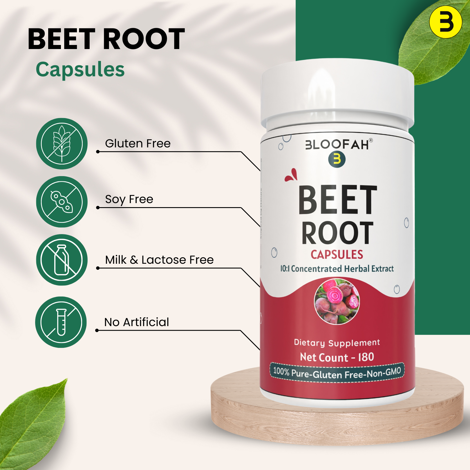 Bloofah Beet Root Extract Capsules 500mg | Premium Herbal Supplement, Non-GMO, Gluten-Free, Natural Beet Root Extract 10:1 Powder (Beta vulgaris) for Overall Health