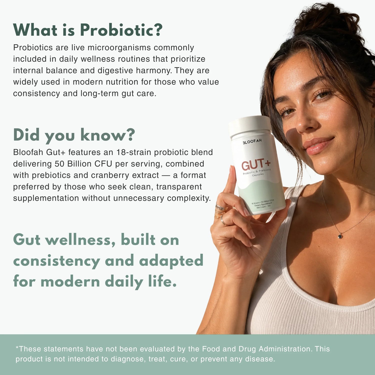 Bloofah Gut+ Women's Probiotic 50B CFU | 18 Strains + Prebiotic & Cranberry | 120 Capsules