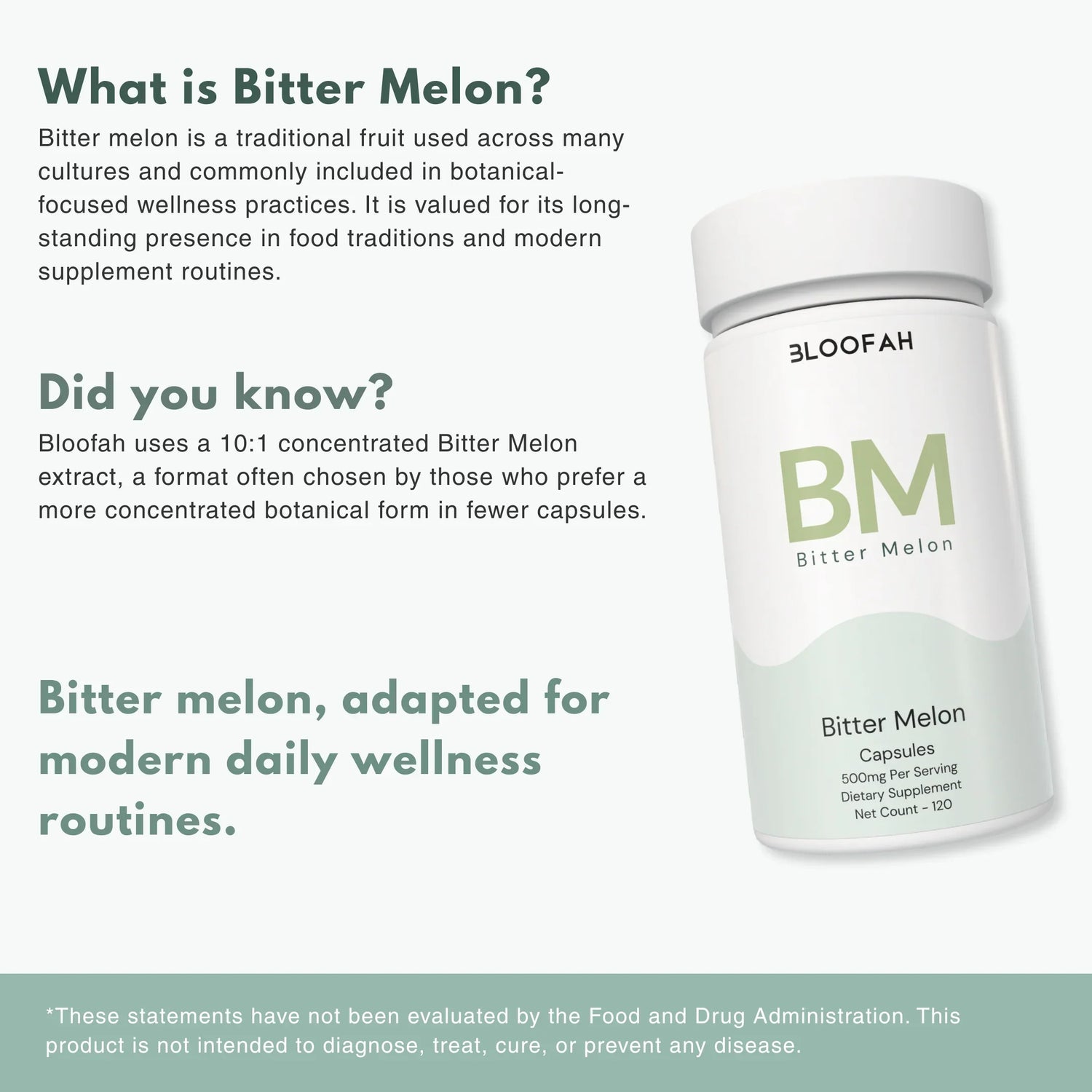 Bloofah BM Bitter Melon Capsules 500mg | Momordica charantia Extract | 120 Capsules