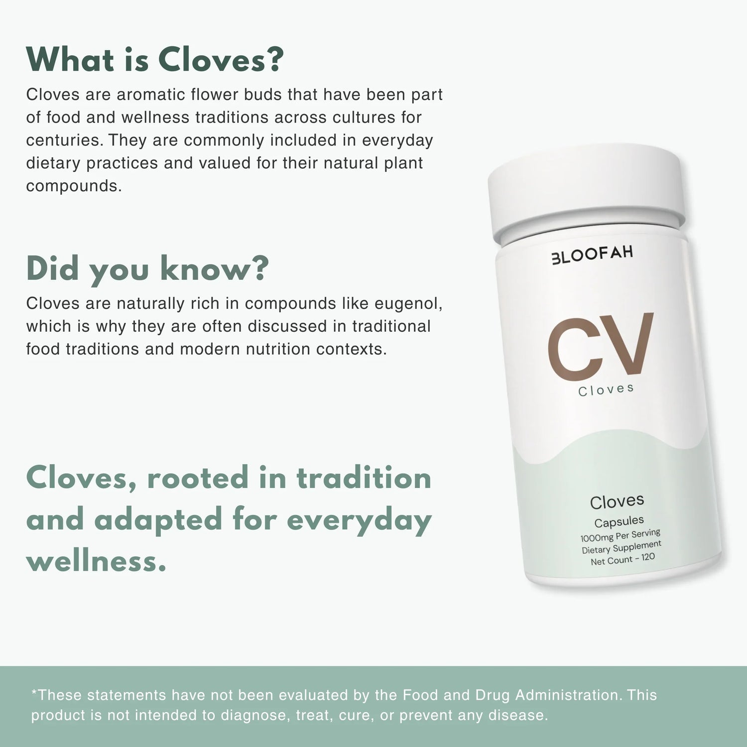 Bloofah CV Clove Capsules 1000mg | Syzygium aromaticum Bud | 120 Capsules