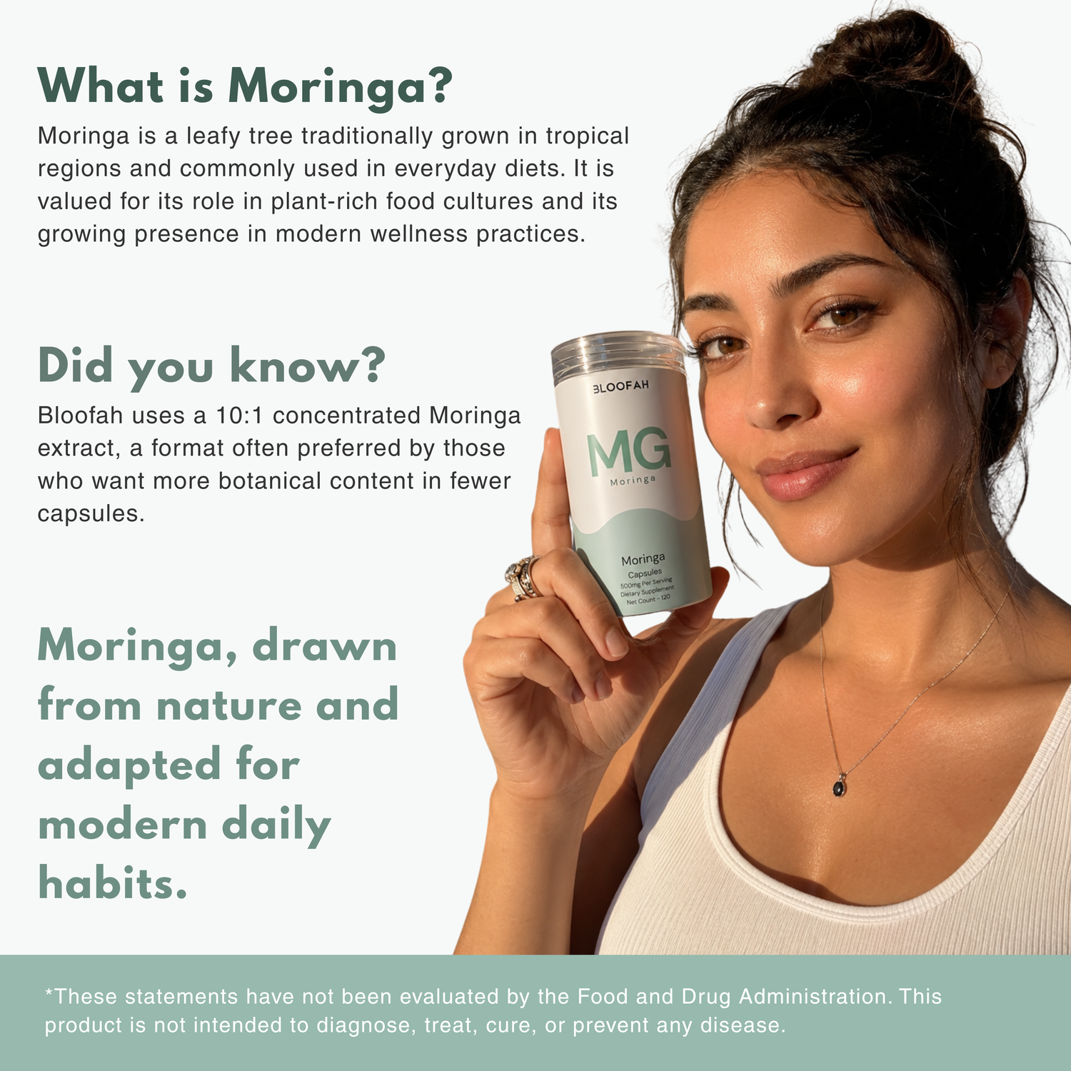 Bloofah MG Moringa Capsules 500mg | Moringa oleifera Leaf Extract | 120 Capsules