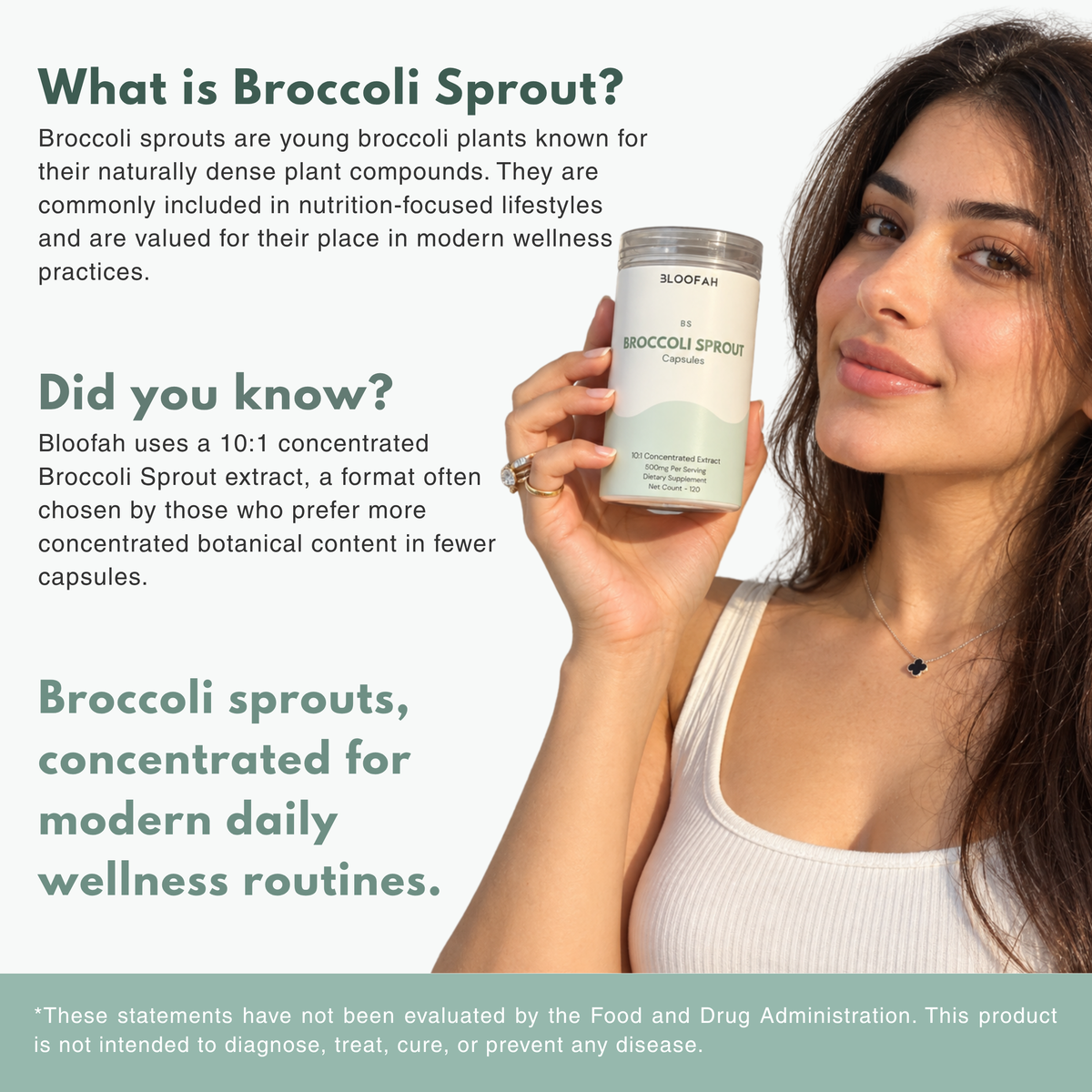Bloofah BS Broccoli Sprout Capsules 500mg | Sulforaphane-Rich Brassica Extract | 120 Capsules