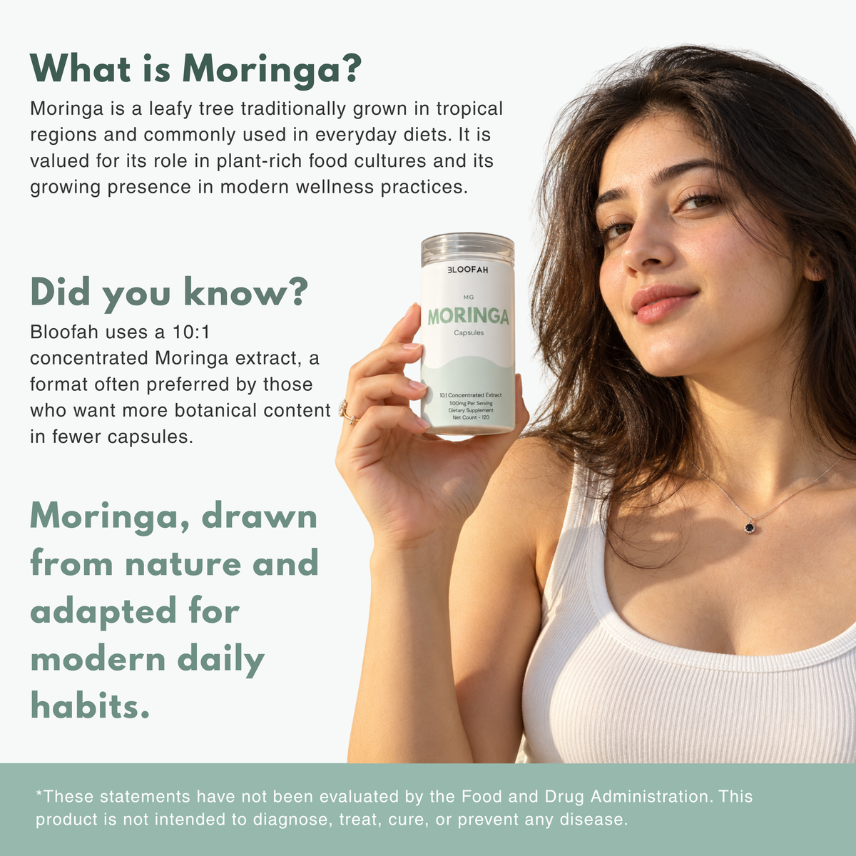Bloofah MG Moringa Capsules 500mg | Moringa oleifera Leaf Extract | 120 Capsules