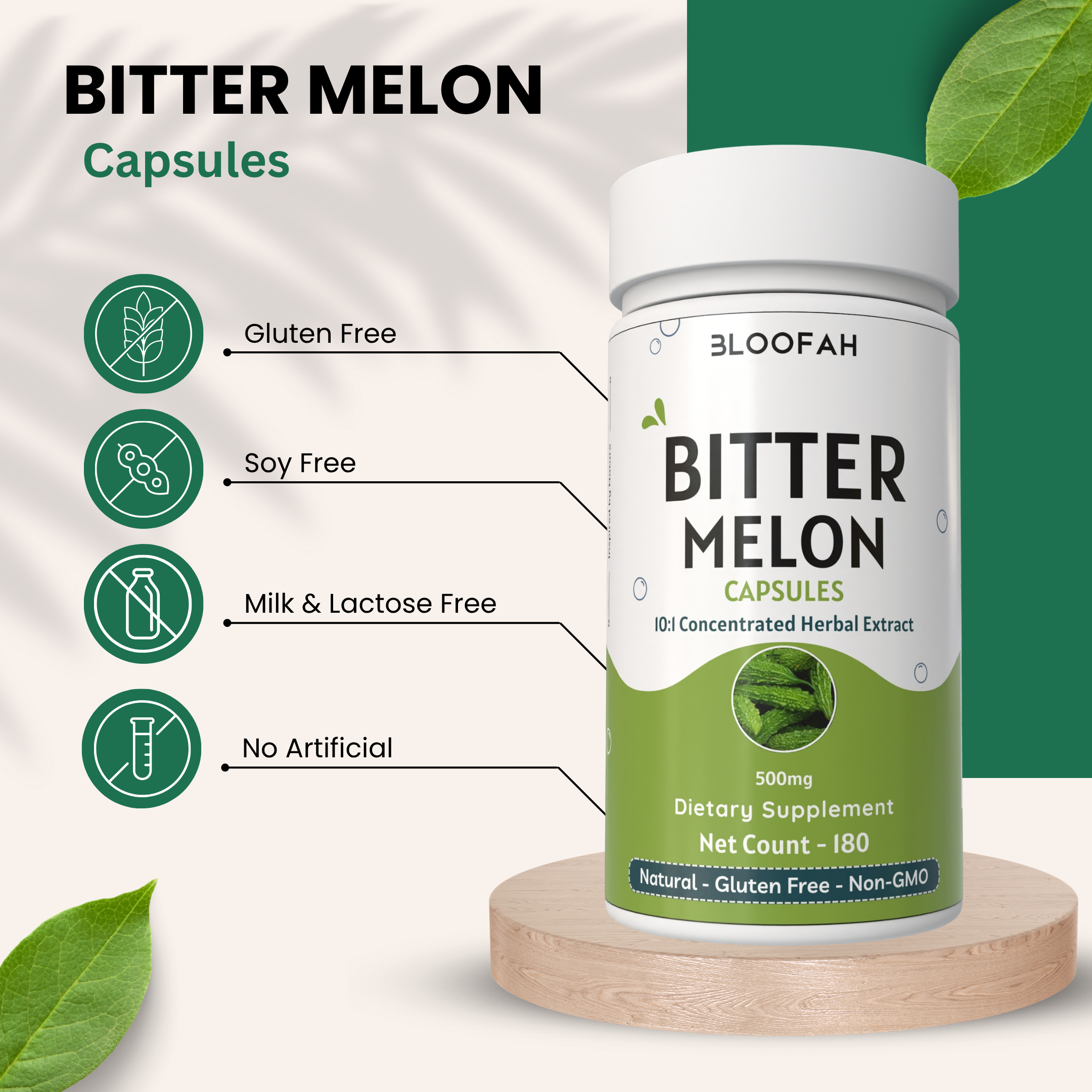 Bloofah Bitter Melon Extract Capsules 500mg | Non-GMO & Gluten Free | 100% Pure (Momordica Charantia) Powder Extra Strength Eq. to 5000mg Per Serving | Herbal Supplement for Overall Health