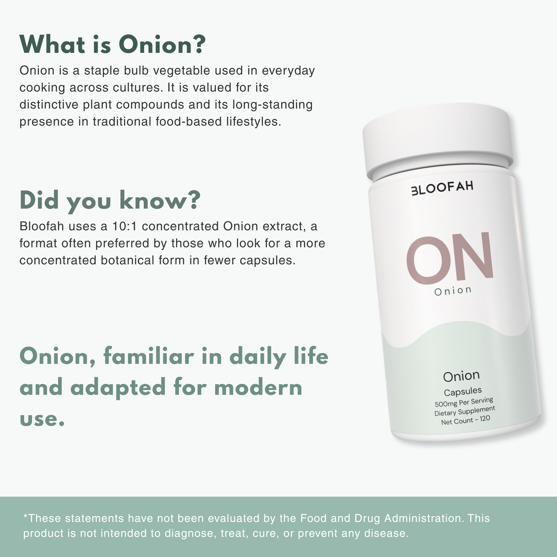 Bloofah ON – Onion Capsules 500mg | Antioxidant & Circulation Support (120 Capsules)