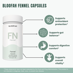 Bloofah FN – Fennel Capsules 500mg | Digestion & Gut Comfort Support (120 Capsules)