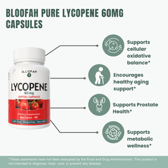 Bloofah Lycopene 60mg for Men | Natural Tomato Extract | Antioxidant, Heart & Immune Support (90 Vegan Capsules)