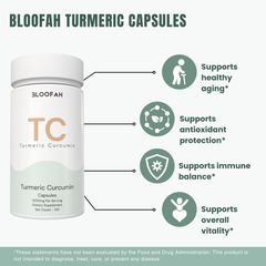 Bloofah TC – Turmeric Capsules 1000mg | Joint Comfort & Antioxidant Support (120 Capsules)