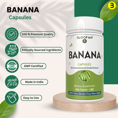 Bloofah Banana Capsules 500mg | 100% Pure Dried Banana Fruit Extract (Musa sp.) Powder Per Serving Eq. to 5000mg | Gluten Free Natural Herbal Supplement Rich in Potassium