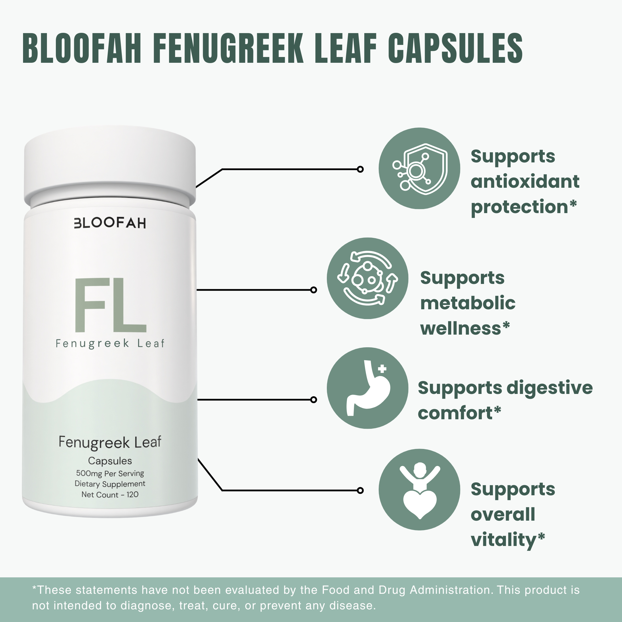 Bloofah FL – Fenugreek Capsules 500mg | Digestive & Metabolic Support (120 Capsules)