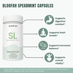 Bloofah SL – Spearmint Capsules 1000mg | Digestion & Freshness Support (120 Capsules)