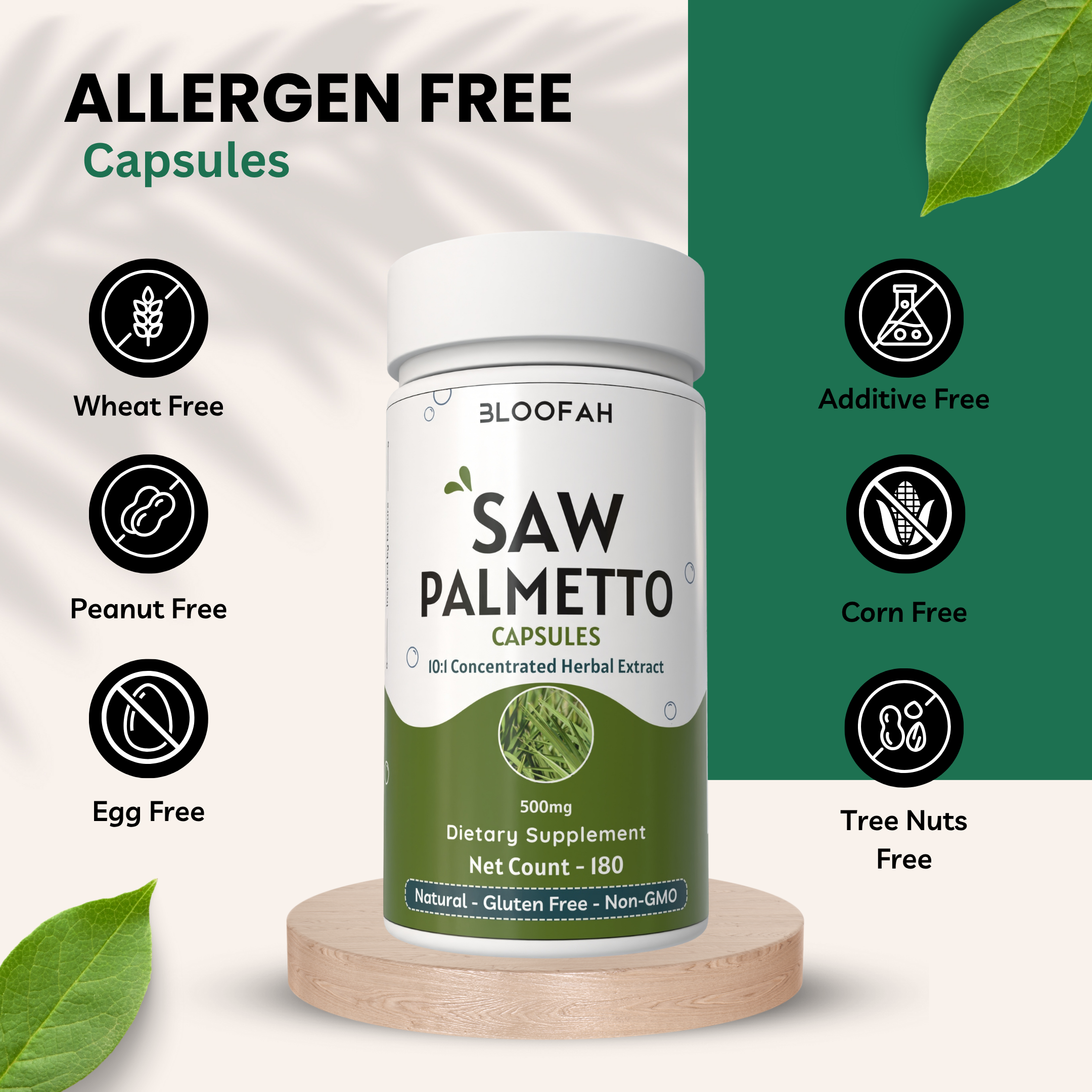 Bloofah Saw Palmetto Extract Capsules 500mg - Natural Prostate Health Support Supplement | Non-GMO and Gluten Free Formula Extra Strength Saw Palmetto Berry Powder (Serenoa repens)