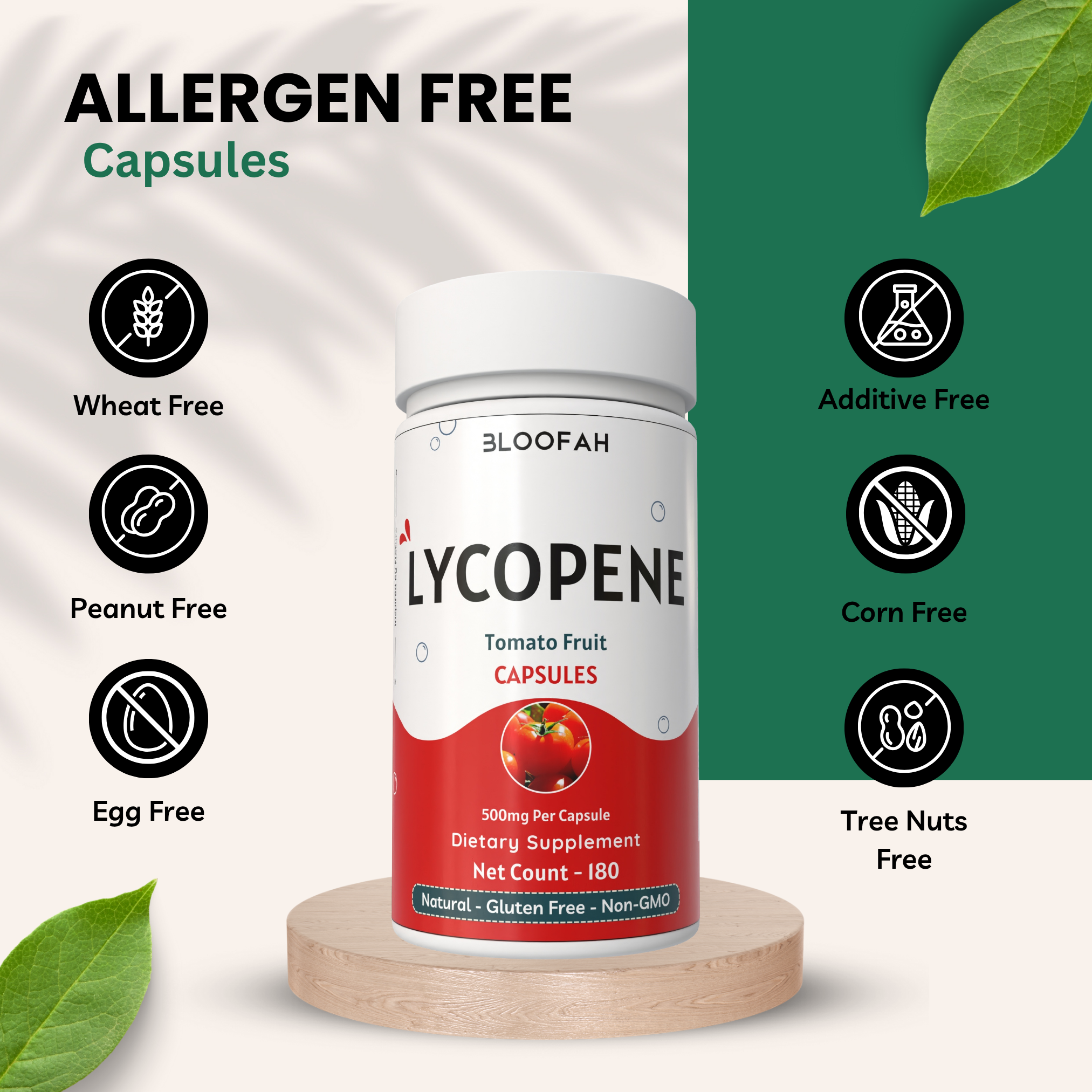 Bloofah Tomato Fruit Powder Capsules 500mg | Rich in Natural Lycopene | Natural Carotenoid Supplement For Health And Wellness Support | Non-GMO, Gluten-Free