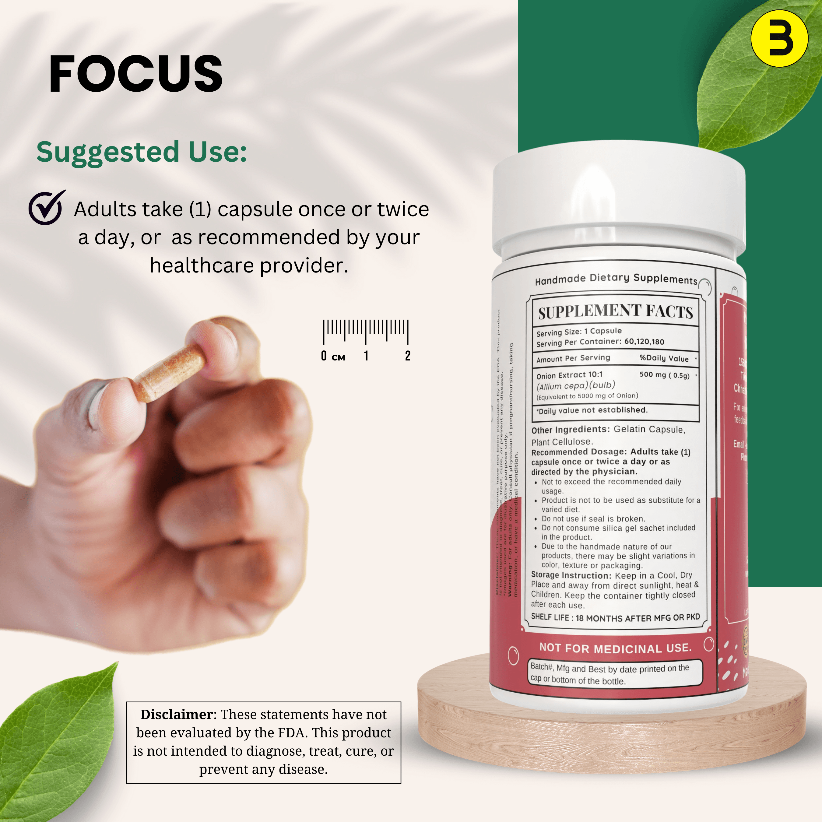 Bloofah Onion Extract Capsules 500mg | Whole Bulb Onion Per Serving 5000mg (Allium cepa) Capsules Potent Extra Strength 10:1 | Natural Health Supplement | Non-GMO, Gluten Free Formula - Bloofah