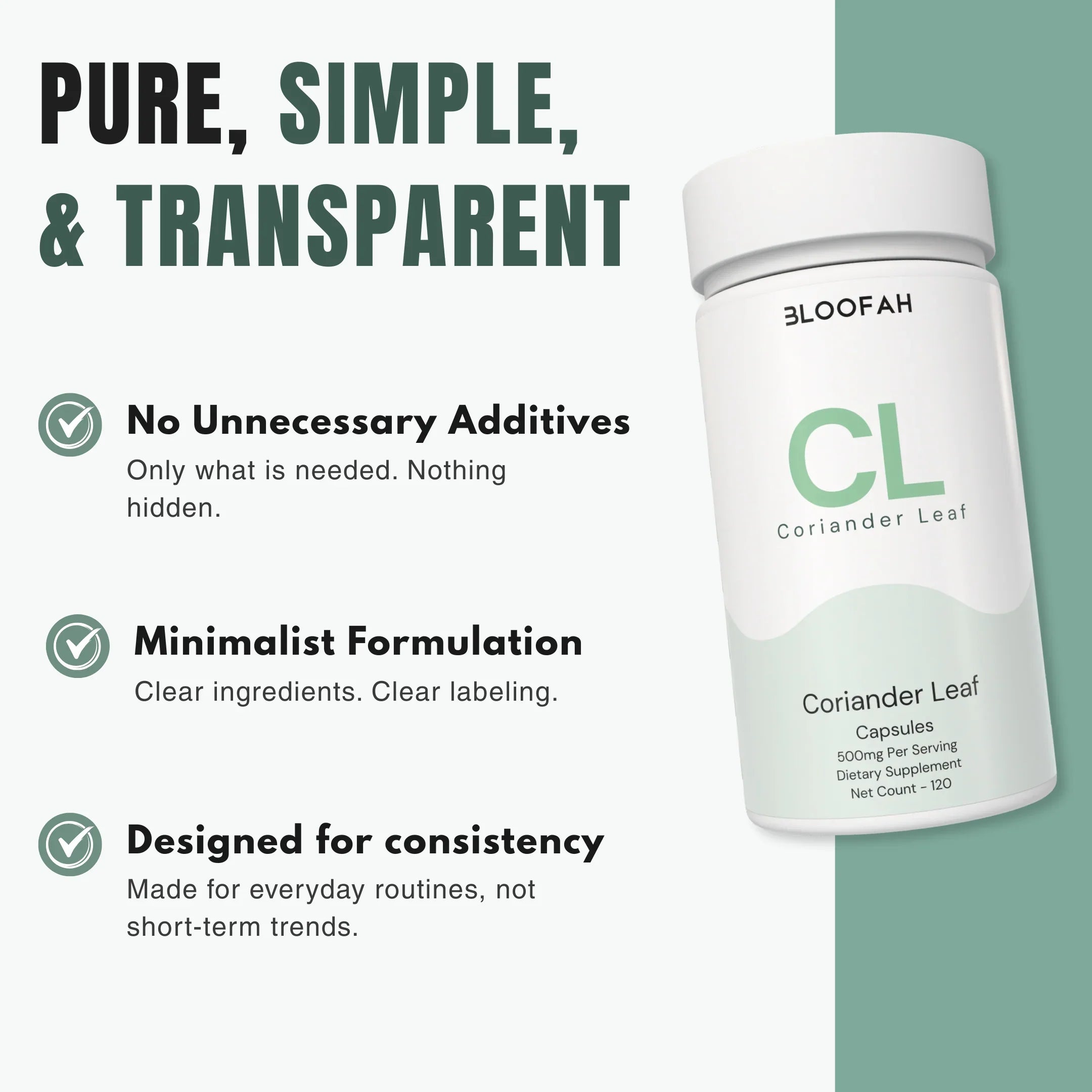 Bloofah CL – Coriander Leaf Capsules 500mg | Digestion & Detox Support (120 Capsules)