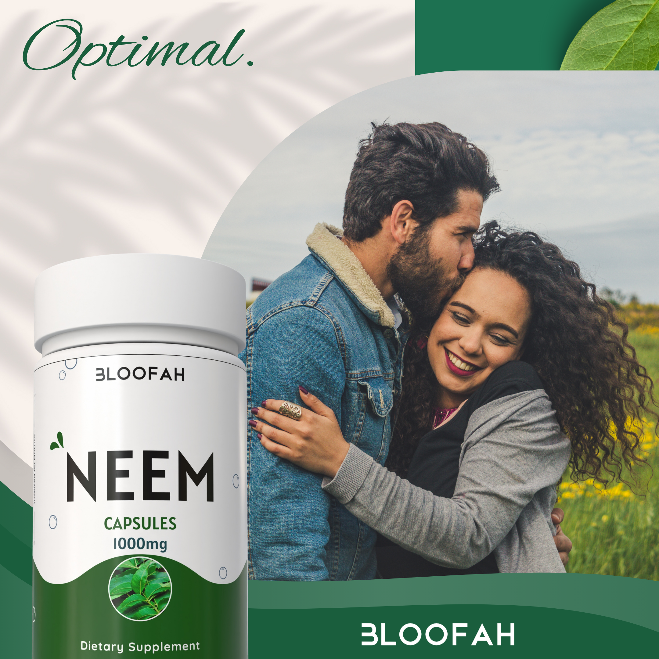 Bloofah Neem Leaf Powder Capsules 1000mg (Azadirachta Indica) Herbal Supplement for Natural Wellness, Non-GMO, Gluten-Free, 100% Pure Neem Leaf Powder For Overall Health