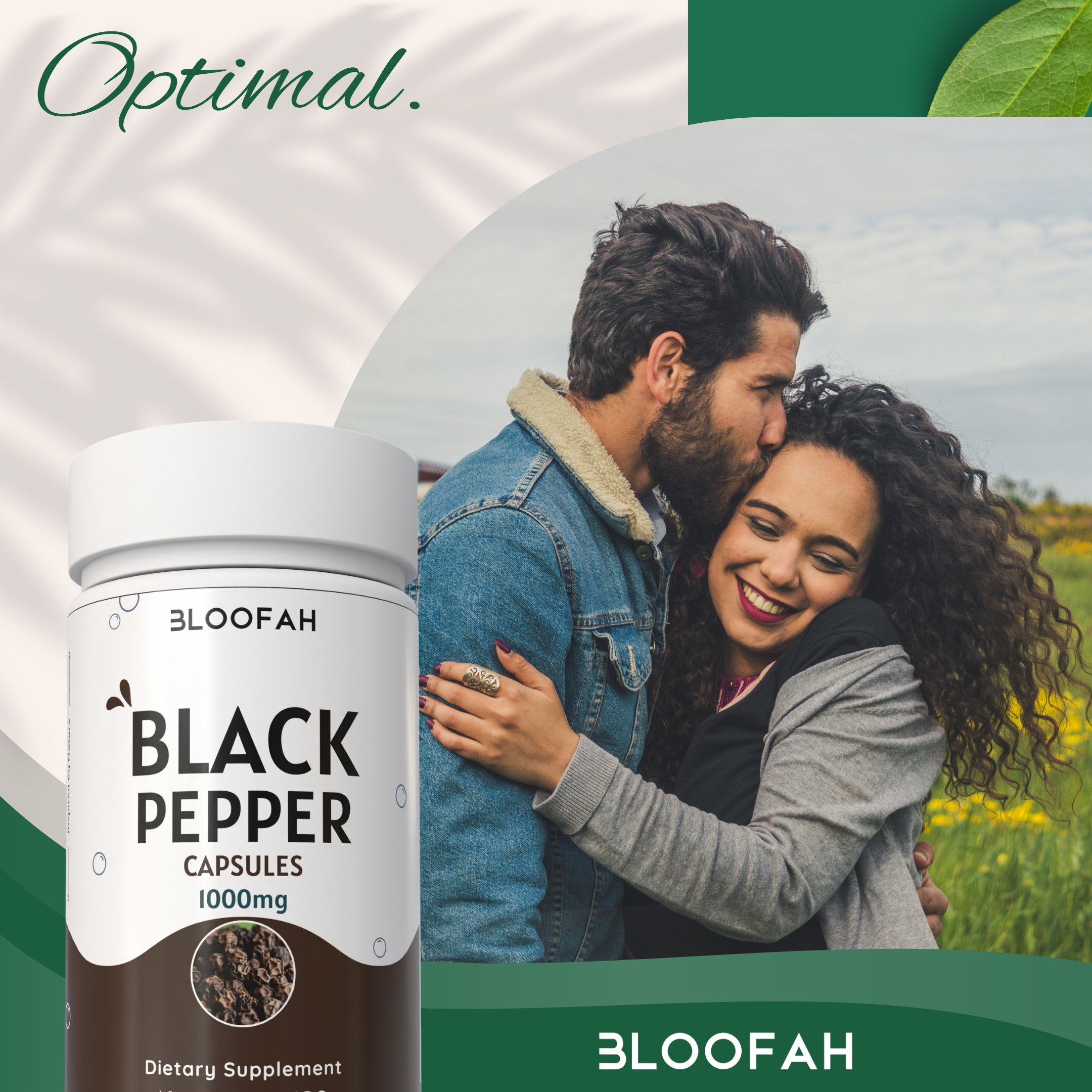 Bloofah Black Pepper Capsules 1000mg | Natural Bioperine (Piper nigrum) Seed Powder | 100% Pure, Non-GMO, Gluten Free Formula | Herbal Supplement