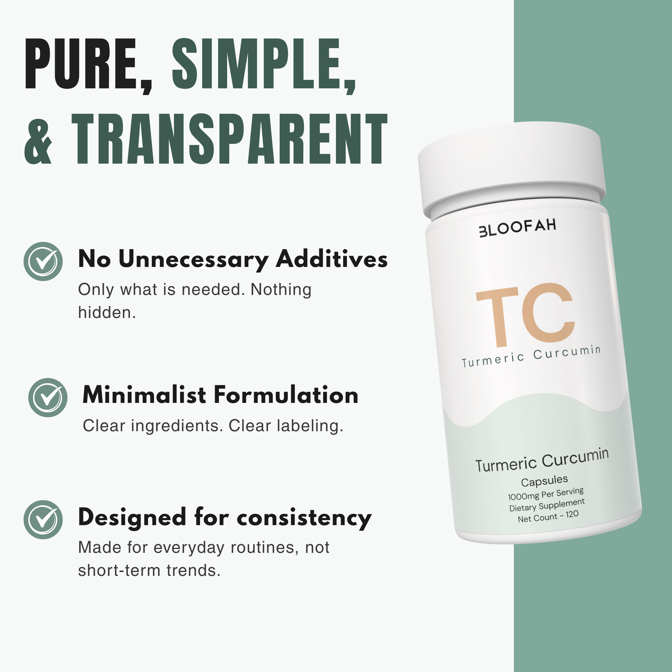 Bloofah TC – Turmeric Capsules 1000mg | Joint Comfort & Antioxidant Support (120 Capsules)