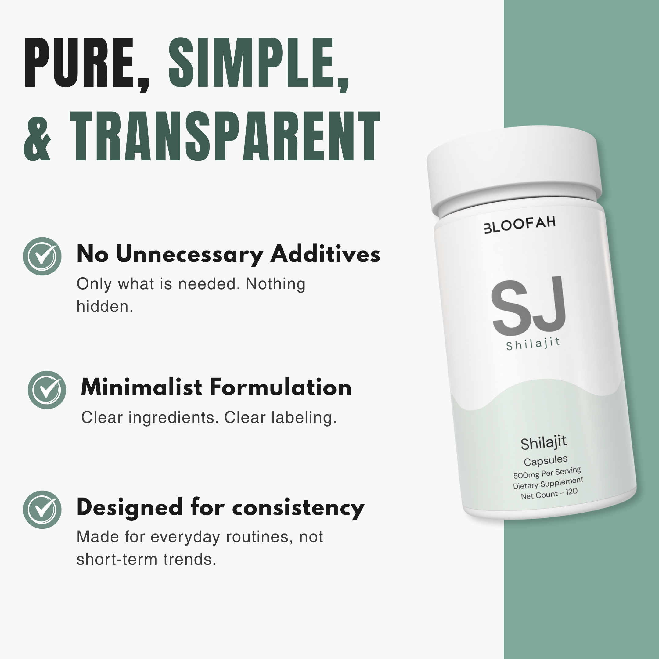 Bloofah SJ – Shilajit Capsules 500mg | Energy & Vitality Support (120 Capsules)