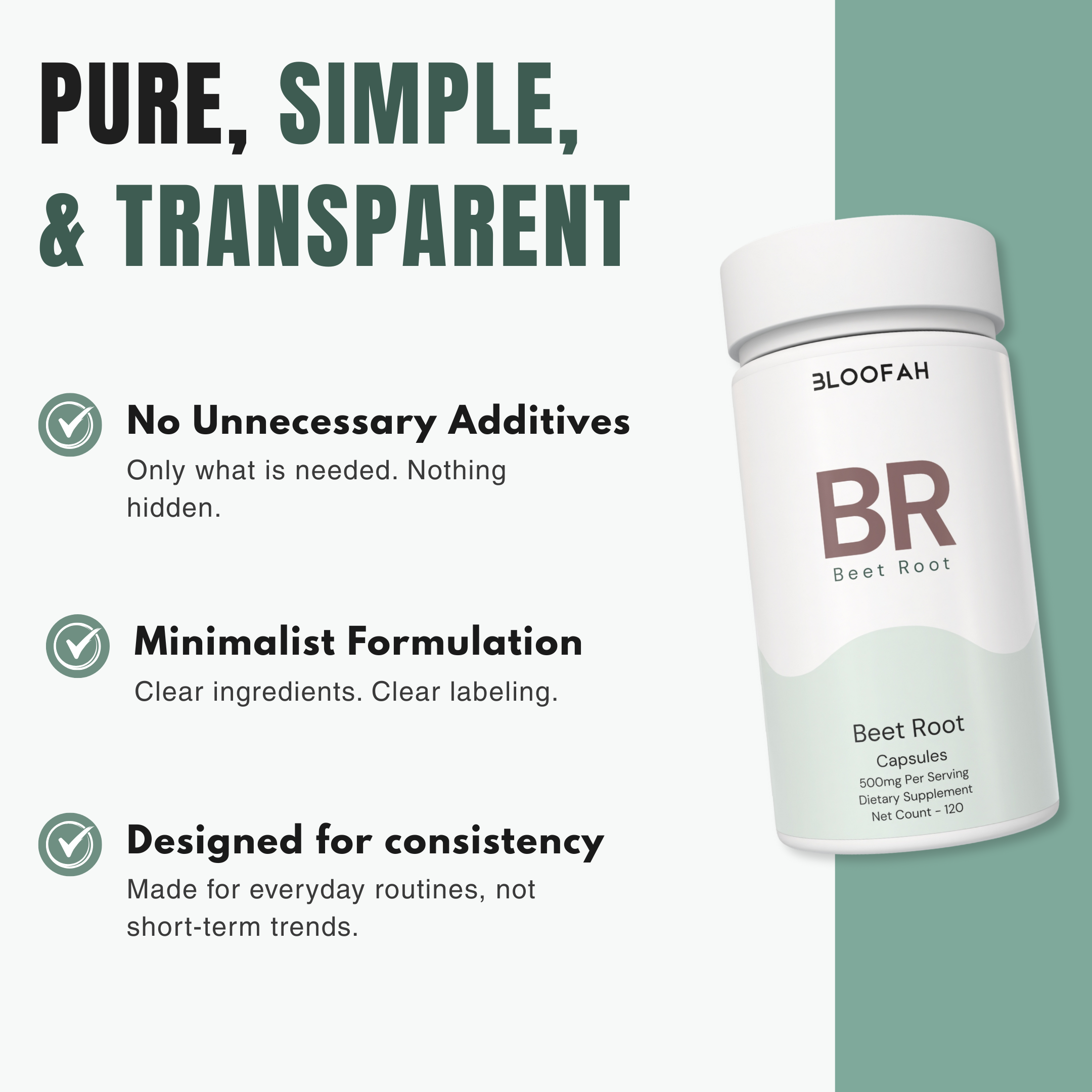 Bloofah BR Beet Root Capsules 500mg | Energy & Stamina Support (120 Capsules)