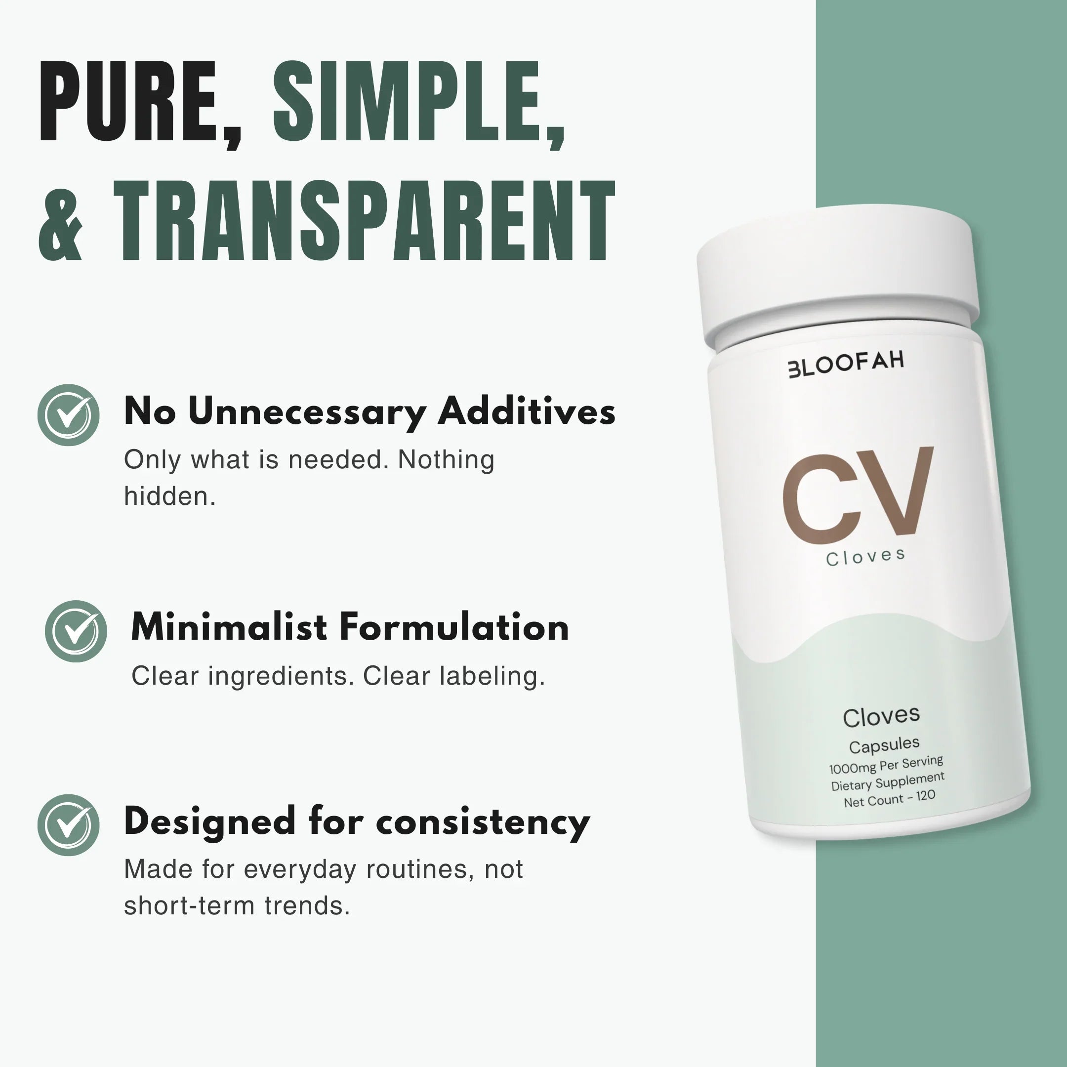 Bloofah CV – Cloves Capsules 1000mg | Digestion & Oral Wellness Support (120 Capsules)