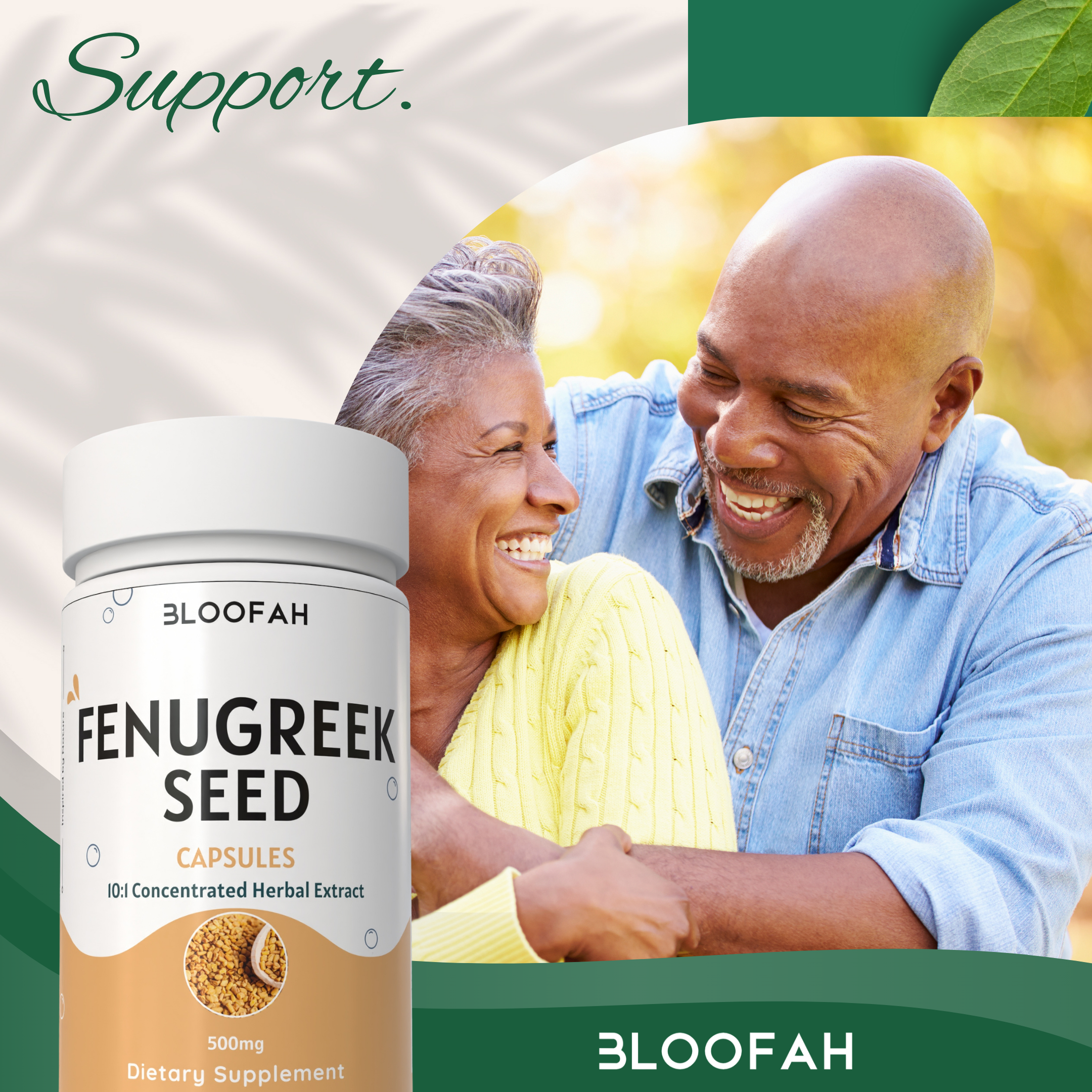 Bloofah Fenugreek Seed Capsules 500mg | 100% Natural Fenugreek Seed Extract 10:1 (Trigonella foenum-graecum) Herbal Supplement for Overall Health Well-Being | Non-GMO, Gluten Free