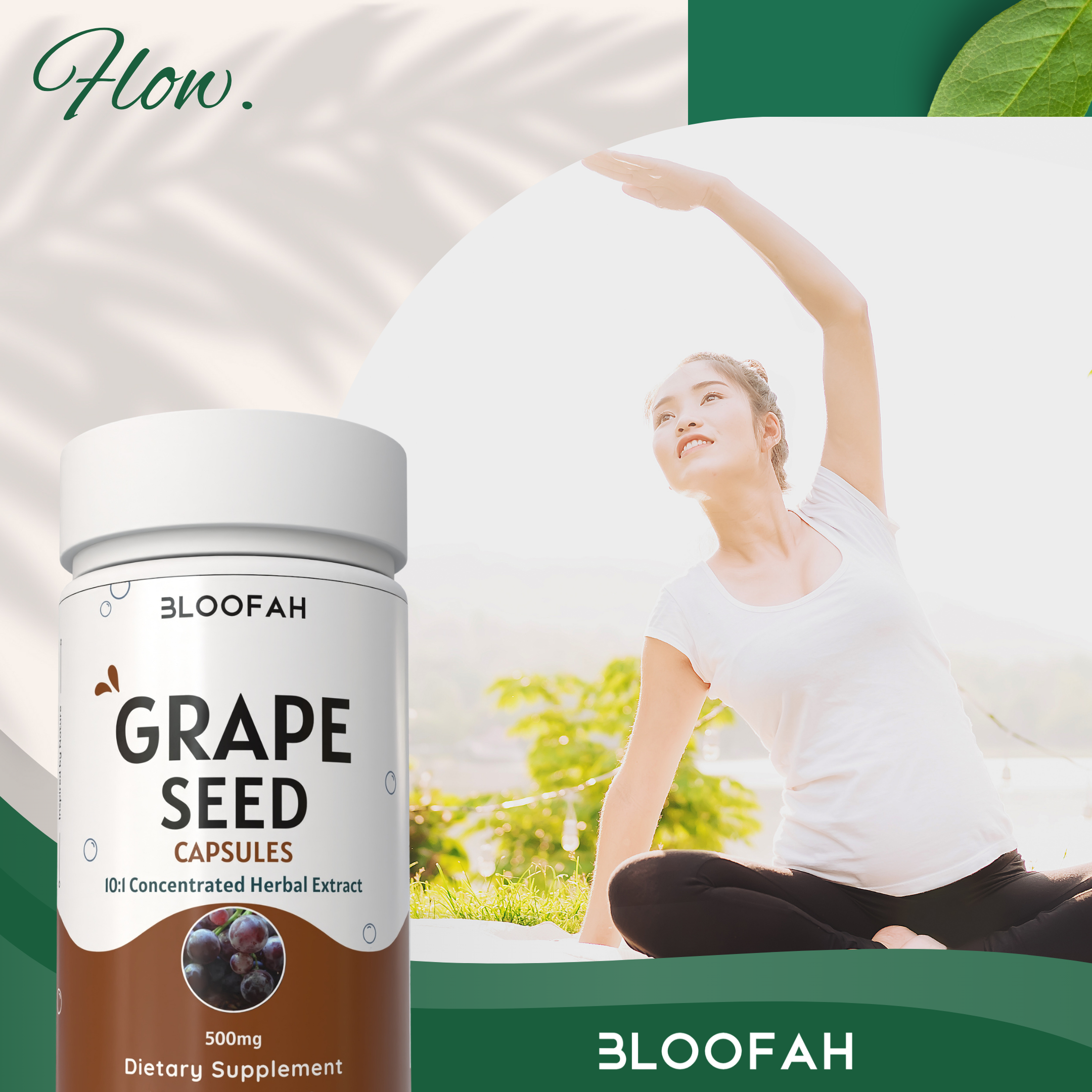 Bloofah Grape Seed Capsules 500mg | Extra Strength 10:1 Extract Powder Eq. to 5000mg (Vitis vinifera) Natural Herbal Supplement, Non-GMO, Gluten-Free