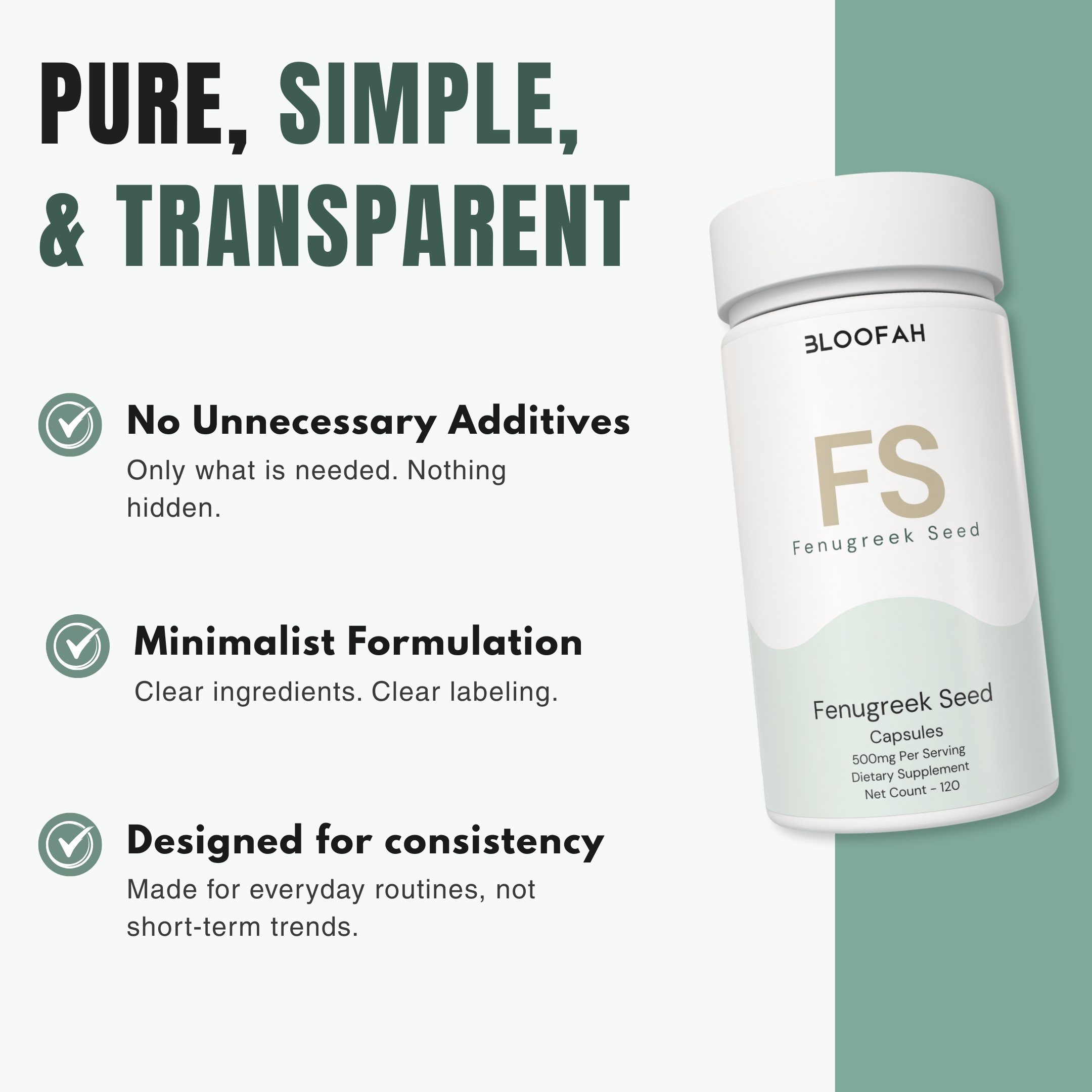 Bloofah FS – Fenugreek Seed Capsules 500mg | Metabolic & Digestive Support (120 Capsules)