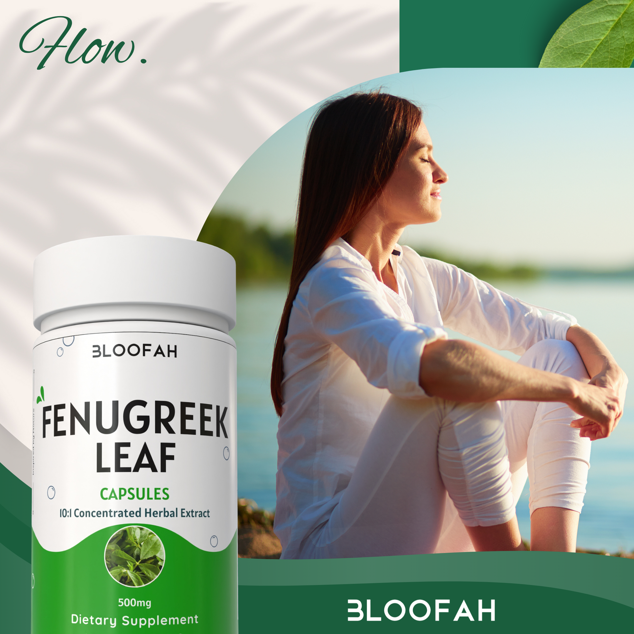 Bloofah Fenugreek Leaf Extract Capsules 500mg | 100% Pure Fenugreek Leaf Powder (Trigonella foenum-graecum) for Overall Good Health | Extra Strength Eq. to 5000mg