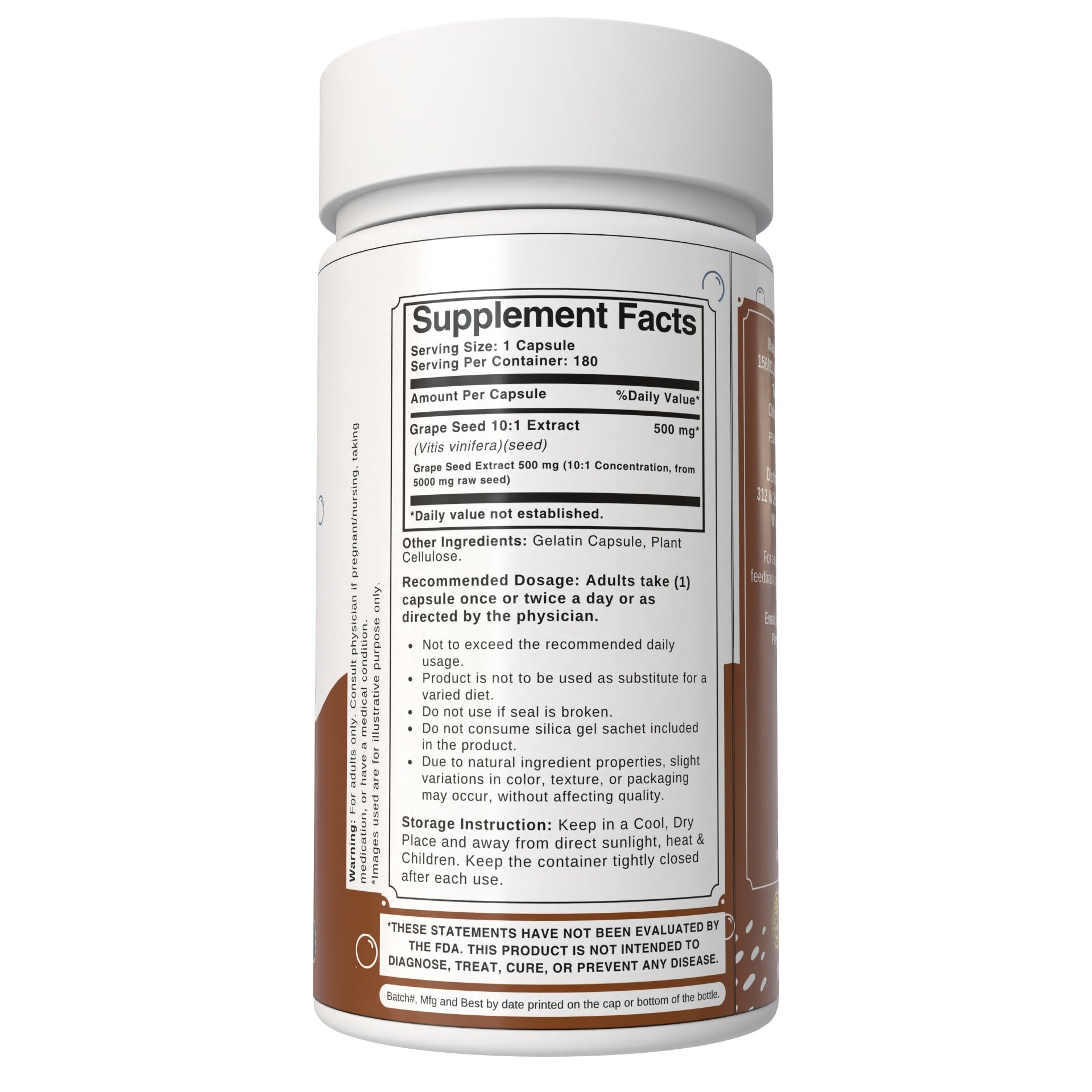 Bloofah Grape Seed Capsules 500mg | Extra Strength 10:1 Extract Powder Eq. to 5000mg (Vitis vinifera) Natural Herbal Supplement, Non-GMO, Gluten-Free