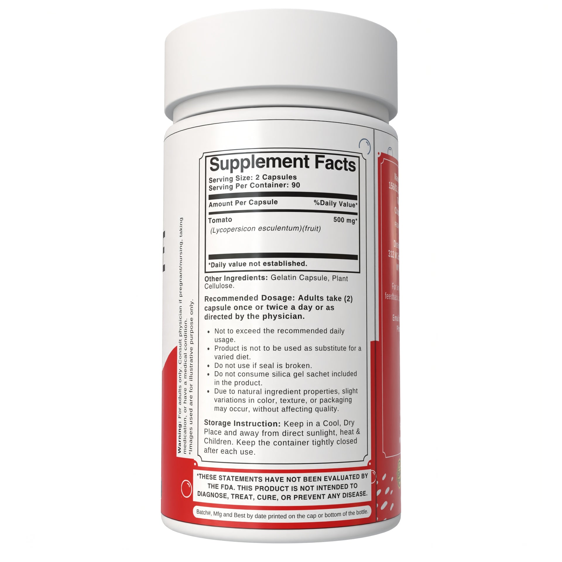 Bloofah Tomato Fruit Powder Capsules 500mg | Rich in Natural Lycopene | Natural Carotenoid Supplement For Health And Wellness Support | Non-GMO, Gluten-Free